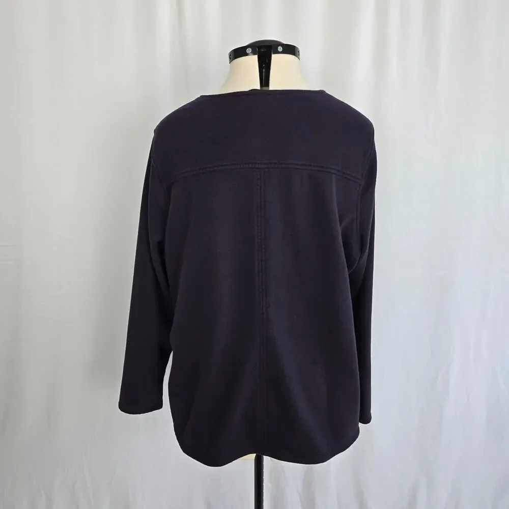 Lands' End Side Zip Sweater Women's 2X Dark Blue Long Sleeves